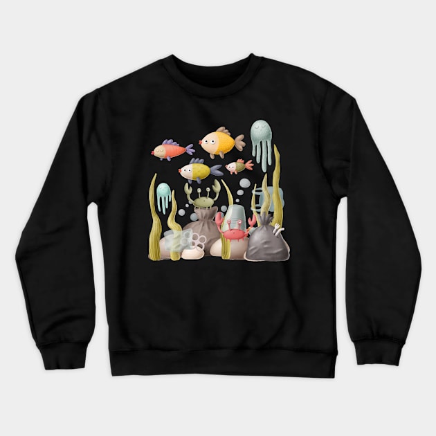 Plastic waste under water Crewneck Sweatshirt by CaptainPixel